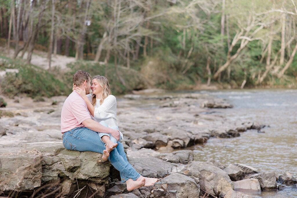Enjoying a moment in love on their engagement session.